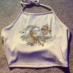 Beige cropped tang top